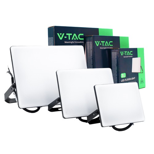 3 stk. CCT lyskastersett - 30,50,100W, 3 lysfarger, matt front, arbeidslampe, utendørs