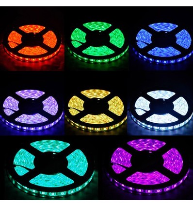 5m 14W/m RGB LED-strip - 12V DC, IP68, 60 LED pr. meter, Vanntett