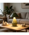 Oppladbar LED bordlampe - Grønn, Ø16cm, 21,5cm høy, touch dimbar, 3i1, IP20 innendørs