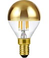 E14 4W dimbar LED kronepære med toppforspeiling - G45, filament, gull, 2500K