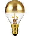 E14 4W dimbar LED kronepære med toppforspeiling - G45, filament, gull, 2500K