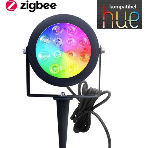 Outlet: Zigbee Pro LED Hagespot 25W RGB+CCT, 2100LM, IP65, 230V - Sort
