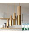 Lampeholder & takkopp, Designer - Tre og gull-look, 2m ledning