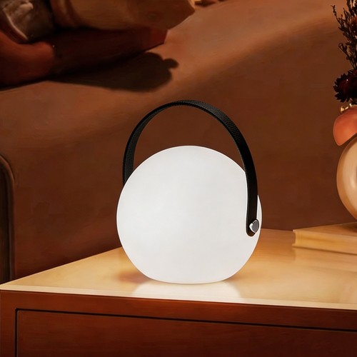 Oppladbar RGB LED bordlampe Ø13cm - Hvit, inkl. fjernkontroll, IP54 utendørs