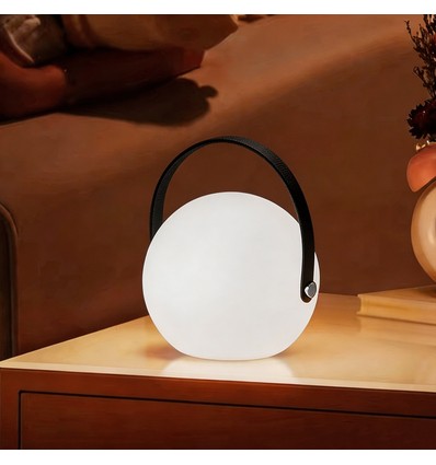 Oppladbar RGB LED bordlampe Ø13cm - Hvit, inkl. fjernkontroll, IP54 utendørs