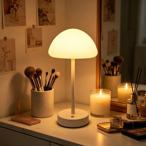 Oppladbar LED bordlampe Inne/ute - Hvit, touch dimbar, 3-i-1, IP20 innendørs