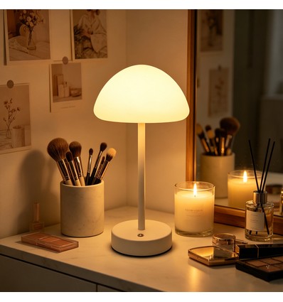 Oppladbar LED bordlampe Inne/ute - Hvit, touch dimbar, 3-i-1, IP20 innendørs