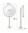 Sminkespeil med innebygd LED-lys - 3xAAA, sugekopp og arm