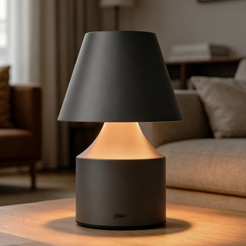 Oppladbar LED bordlampe - Grå, touch dimbar, 3i1, IP20 innendørs
