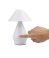 Oppladbar LED bordlampe - Hvit, Ø16cm, 21,5cm høy, touch dimbar, 3i1, IP20 innendørs