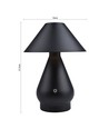 Oppladbar LED bordlampe - Sort, Ø16cm, 21,5cm høy, touch dimbar, 3i1, IP20 innendørs
