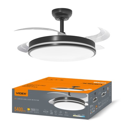 60W LED taklampe med vifte - CCT, sort, inkl. fjernkontroll