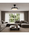 60W LED taklampe med vifte - CCT, sort, inkl. fjernkontroll