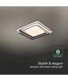 60W LED design taklampe - CCT 3-i-1, dimbar med fjernkontroll, hvit/sort kant