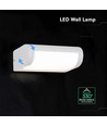 V-Tac 10W LED vegglampe - Hvit, IP65, Cree chip, 3000K, 6 års garanti