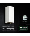 10W LED vegglampe - 3-i-1 CCT, IP65, hvit, opp/ned lys