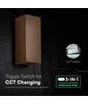 10W LED vegglampe - 3-i-1 CCT, Cortenfarget stål, IP65, opp/ned lys