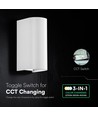 10W LED vegglampe - 3-i-1 CCT, hvit armatur, IP65, opp/ned lys