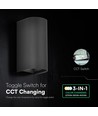 10W LED vegglampe - 3-i-1 CCT, IP65, sort, opp/ned lys
