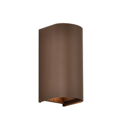 10W LED vegglampe 3-i-1 - Cortenfarget finish, IP65, opp/ned-lys, inkl. lyskilde