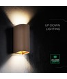 10W LED vegglampe 3-i-1 - Cortenfarget finish, IP65, opp/ned-lys, inkl. lyskilde
