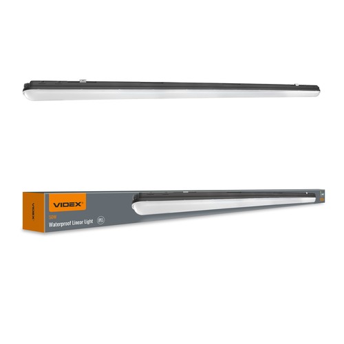150cm 50W sort LED-armatur - IP65, 5000K, gjennomgangskoblet