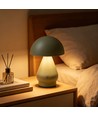 Oppladbar LED bordlampe - Grønn, Ø15cm, 22cm høy, touch dimbar, 3i1, IP20 innendørs