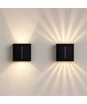 Solcelle vegglampe med justerbar lyseffekt - IP54, sort, roterbar, firkantet, skumringssensor