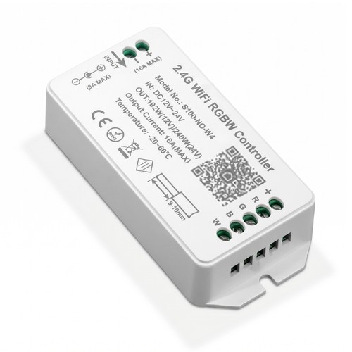 WiFi RGB+W controller - Tuya/Smart Life, uten fjernkontroll, Google Home, Amazon Alexa kompatibel, 12V (120W), 24V (240W)