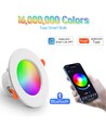 6 stk. RGB+CCT Smart Home downlight - 5W LED, Bluetooth, fjernkontroll, virker med Google Home og Alexa