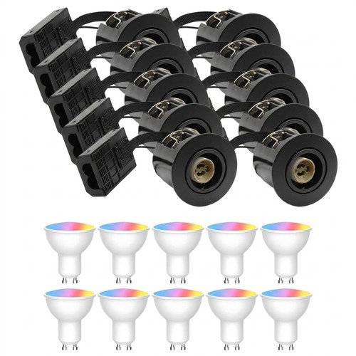10 stk. Zigbee Downlight Inno88 - Inkl. Hue-kompatible GU10-pærer, sort, IP44, godkjent i isolasjon