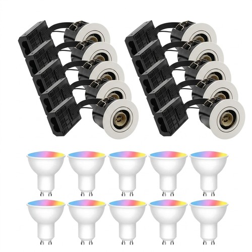 10 stk. Zigbee Downlight Inno88 - Inkl. Hue-kompatible GU10 pærer, hvit, IP44, godkjent i isolasjon