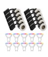 10 stk. Wifi downlight Inno88 - Inkl. Smart home GU10 pærer, hvit, IP44, godkjent i isolasjon