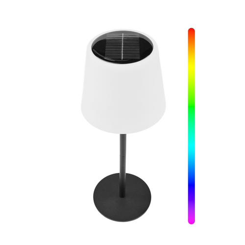 Oppladbar RGBW LED bordlampe med solcelle - Hvit, fjernkontroll
