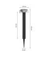 2,5W Solcelle hagelampe med spyd - 3-trinns dimbar, USB-C, IP44 utendørs, sort