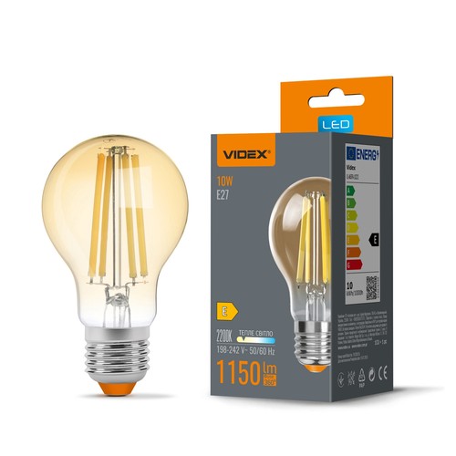 E27 10W LED filamentpære - A60, ekstra ekstra varm hvit, bronse glass