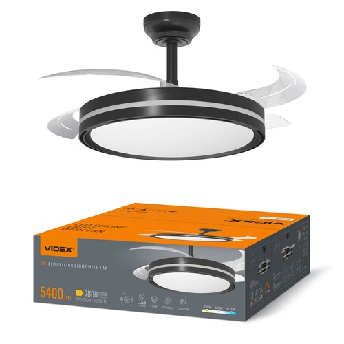 Taklampe m. skjult vifte - RA90, CCT, 60W, sort