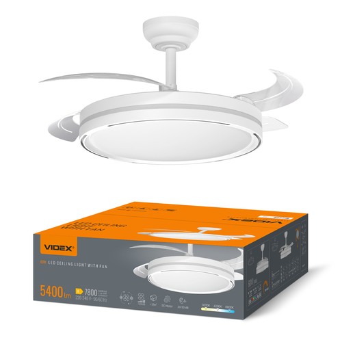 Taklampe m. skjult vifte - RA90, CCT, 60W, hvit