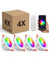 4 stk. RGB+CCT Smart Home downlight - 5W LED, Bluetooth, fjernkontroll