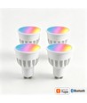 4x GU10 5W Smart Home LED-pære - Bluetooth, 6,6 cm, virker med Google Home, Alexa og smarttelefon
