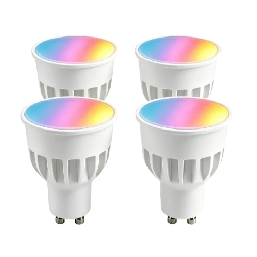 4x GU10 5W Smart Home LED-pære - Bluetooth, 6,6 cm, virker med Google Home, Alexa og smarttelefon