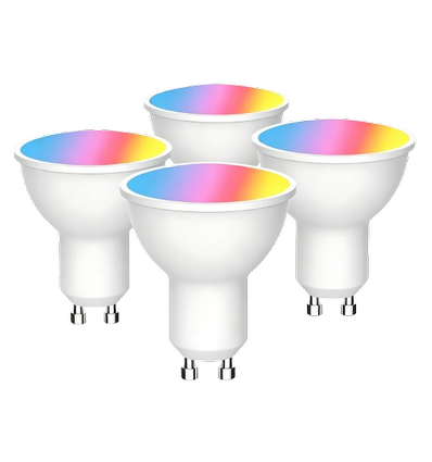 4x GU10 5W Smart Home LED-pære - Bluetooth, RGB+CCT, Tuya/Smart Life