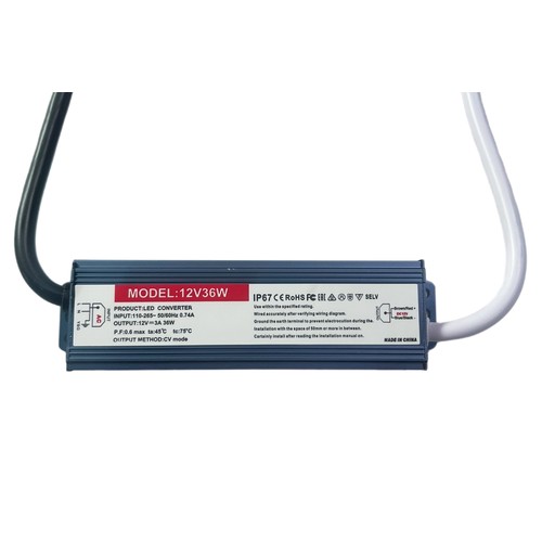 36W / 12V DC strømforsyning - 3A, IP67 vanntett