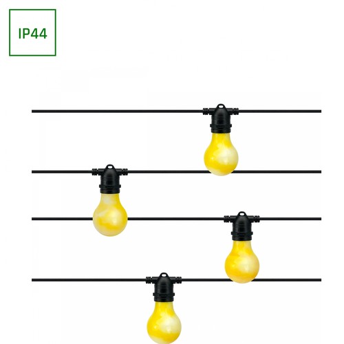 10m solcelle lyslenke Aura - 10xG40, IP44, 2700K, inkl. fjernkontroll