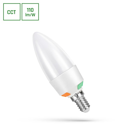 E14 6W LED kronepære - C37, CCT, 3-trinns watt-justering, inkl. lyskilde