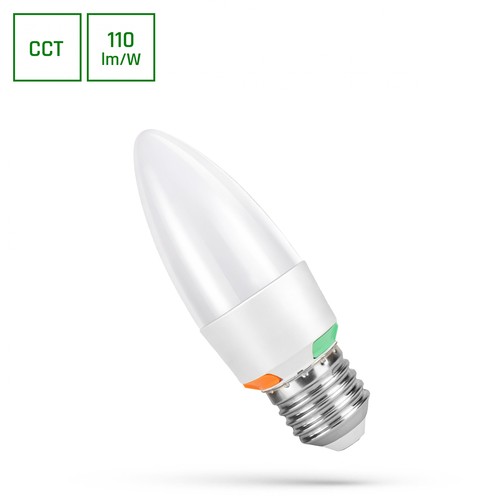 E27 6W LED kronepære - C37, CCT, 3-i-1 lysfarge, inkl. lyskilde
