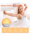 Wake-up Light vekkerklokke, soloppgangseffekt - Bluetooth 5.3 høyttaler, søvnlyder, dimbar