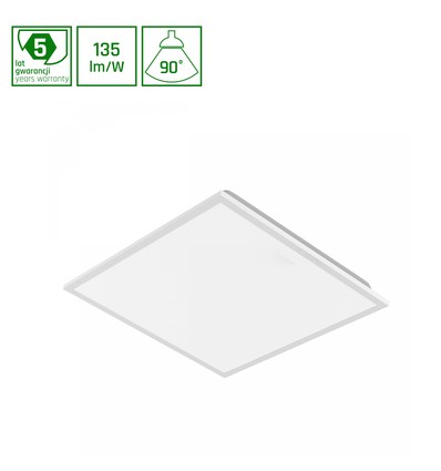 60x60 LED-panel, 40W, UGR19 - DALI dimbar, 90°, hvit kant, nøytral hvit