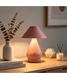 Oppladbar LED bordlampe - Rosa, Ø16cm, 21,5cm høy, touch dimbar, 3-i-1, IP20 innendørs