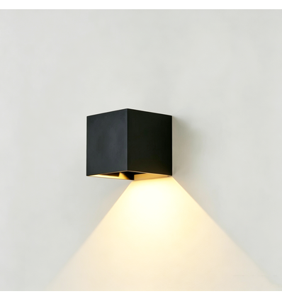 3W CUBIC PRO vegglampe - IP65, sort, viderekobling, justerbar, firkantet, utendørs, inkl. lyskilde